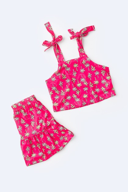 Conjunto Feminino Infantil Verão Tropical