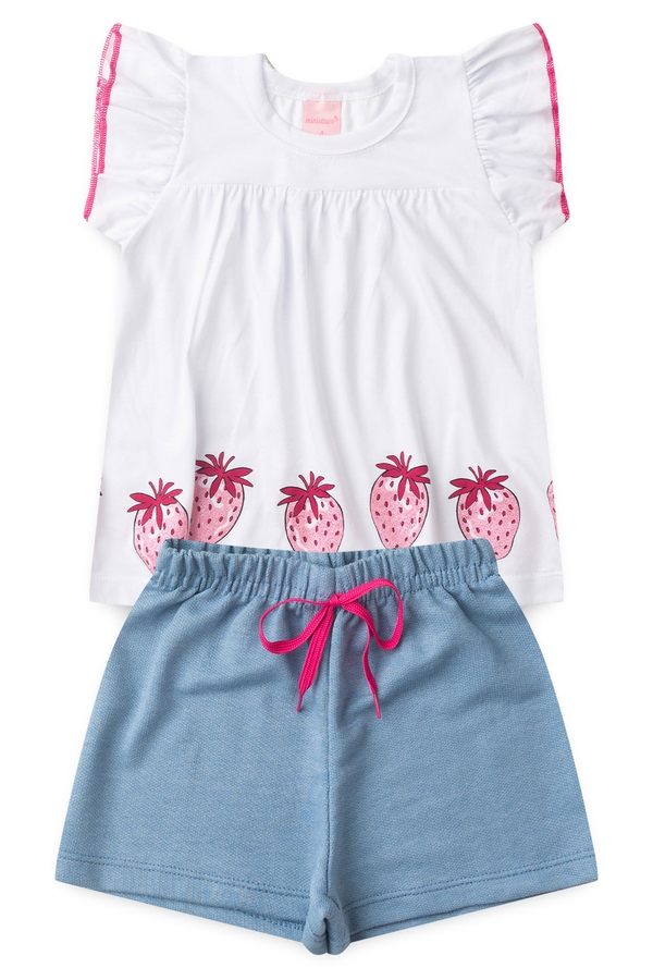 Conjunto Infantil Feminino Morangos Brilhantes
