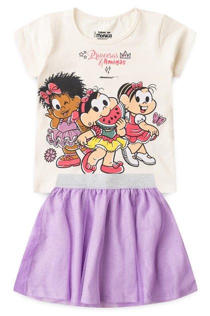 Conjunto Infantil Feminino Princesas e Amigas - Turma da Mônica