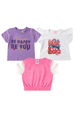 Kit Sortido 3 Camisetas Infantil Feminino Avulso