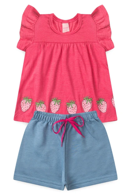 Conjunto Infantil Feminino Morango do Amor