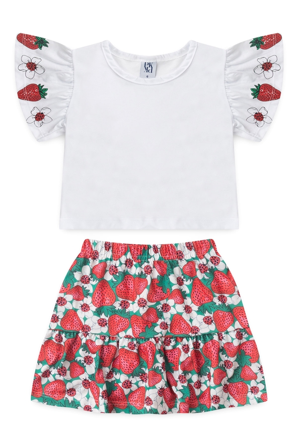 Conjunto Infantil Feminino Flor de Morango