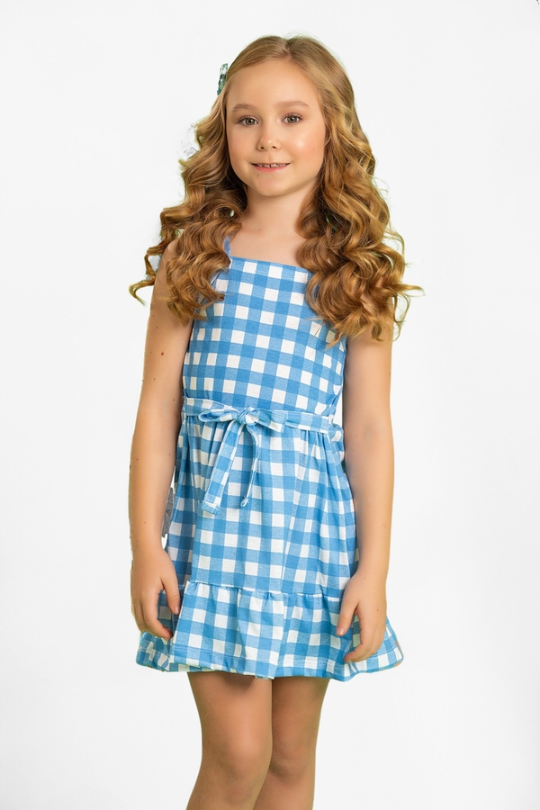 Vestido Infantil Feminino Xadrez Amarração