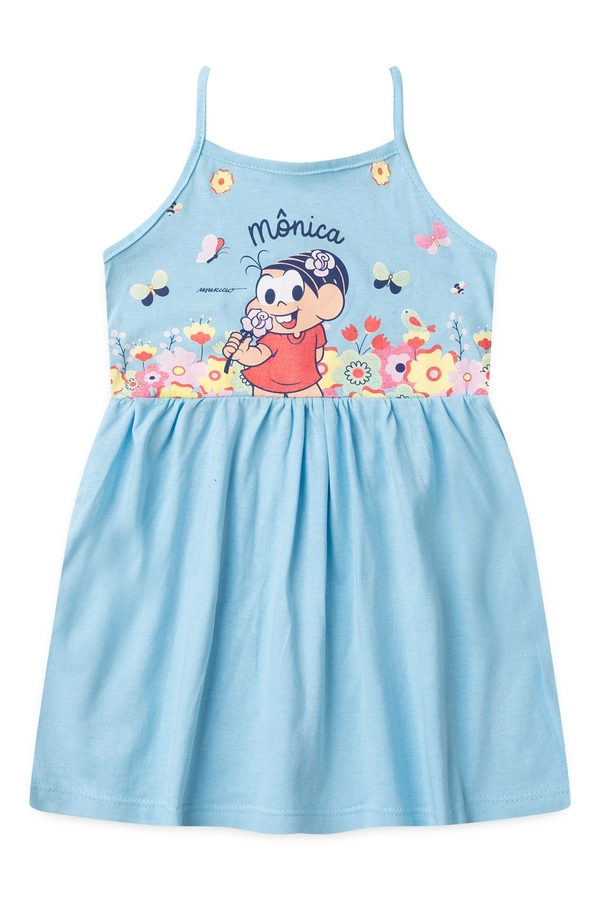 Vestido Feminino Infantil Cheiro de Rosa - Turma da Mônica