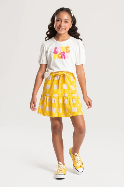 Conjunto Feminino Infantil Mangas Bufantes