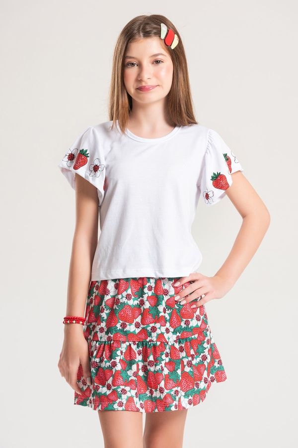 Conjunto Infantil Feminino Flor de Morango