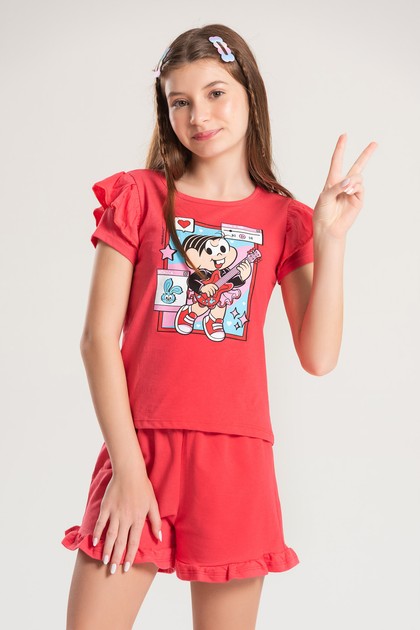 Conjunto Infantil Feminino Rock - Turma da Mônica