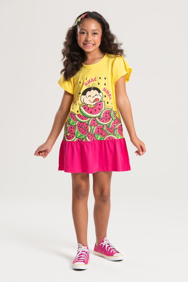 Vestido Infantil Magali Nhac Nhac Nhac - Turma da Mônica
