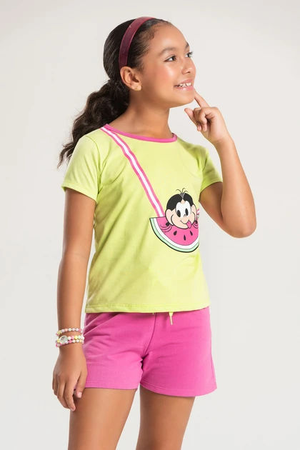 Conjunto Feminino Infantil Magali Faminta - Turma da Mônica