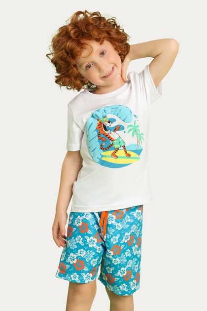 Conjunto Infantil Masculino Tigre Surfista