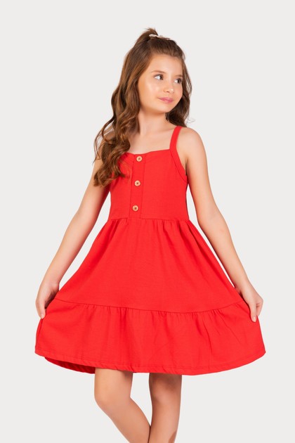 Vestido Feminino Infantil Botões