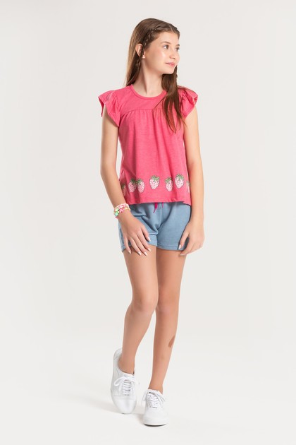 Conjunto Infantil Feminino Morango do Amor
