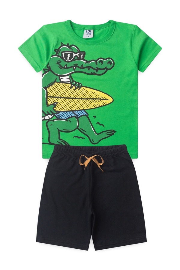 Conjunto Infantil Masculino Surfando No Pantano