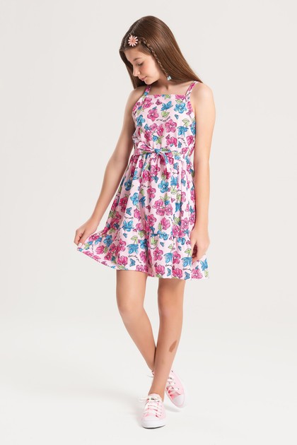 Vestido Feminino Infantil Verão Florescido