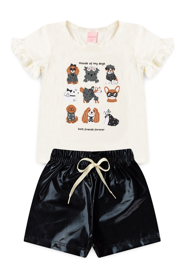 Conjunto Infantil Feminino Look Dos Cachorrinhos