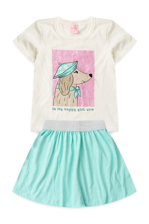 Conjunto Infantil Feminino Cãozinho em Paris