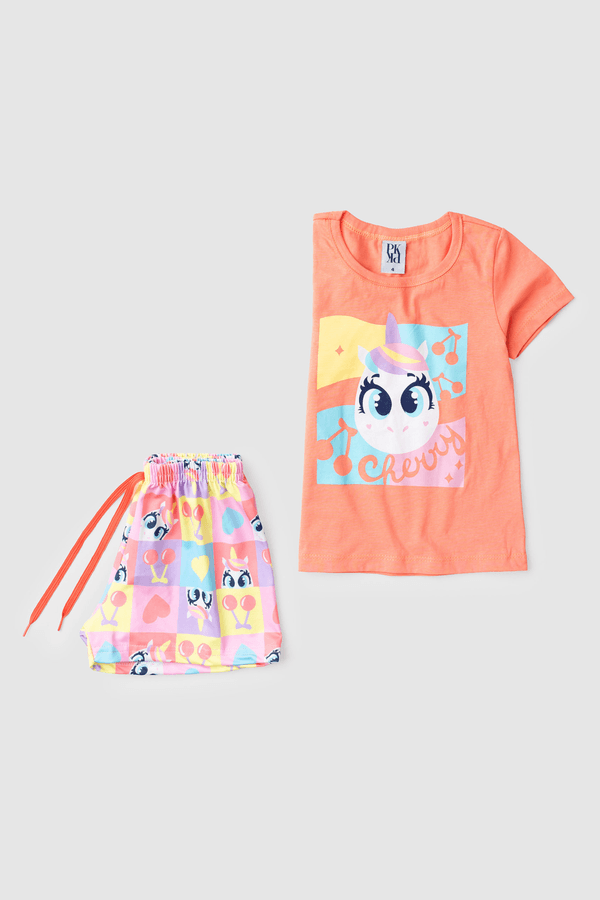 Pijama Infantil Feminino Cereja de Unicórnio