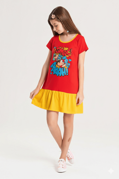 Vestido Feminino Infantil Beijocas - Turma da Mônica