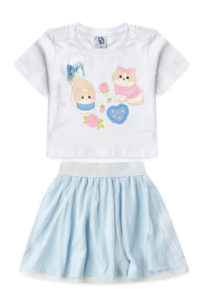 Conjunto Infantil Feminino Amor Felino