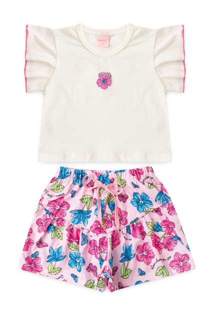 Conjunto Infantil Feminino Flor de Hibisco
