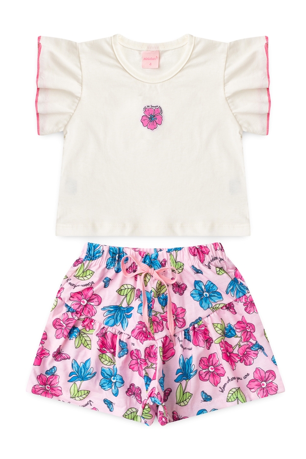 Conjunto Infantil Feminino Flor de Hibisco