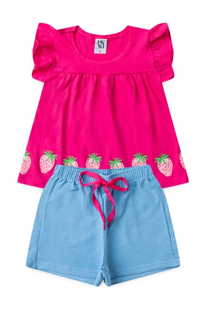 Conjunto Infantil Feminino Morango do Amor