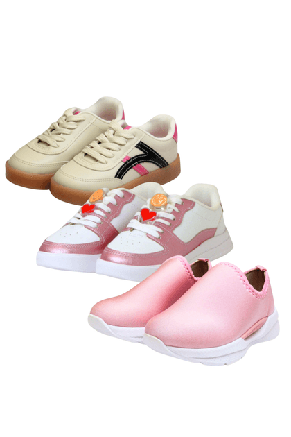 Kit Sortido 3 Pares de Tênis Feminino Infantil - Molekinha