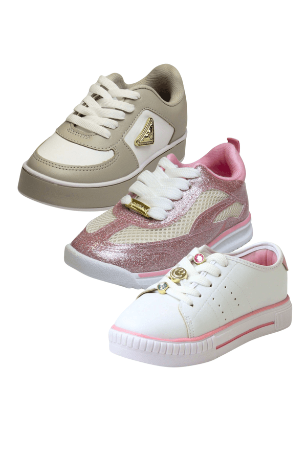 Kit Sortido 3 Pares de Tênis Feminino Infantil - Molekinha