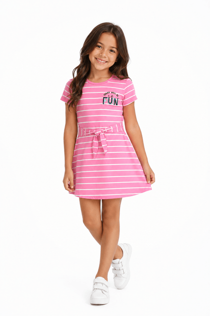 Vestido Feminino Infantil Bordado Divertido