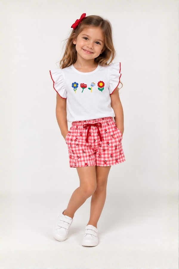 Conjunto Feminino Infantil Piquenique Entre As Flores