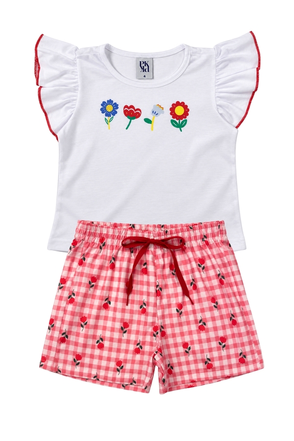 Conjunto Feminino Infantil Piquenique Entre As Flores