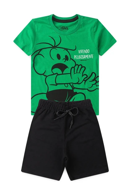 Conjunto Masculino Infantil Vivendo Peligosamente - Turma da Mônica
