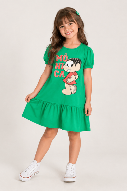 Vestido Infantil Cheia de Charme - Turma da Mônica