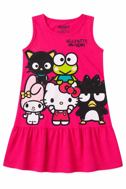 Vestido Feminino Infantil Brilho da Amizade - Hello Kitty