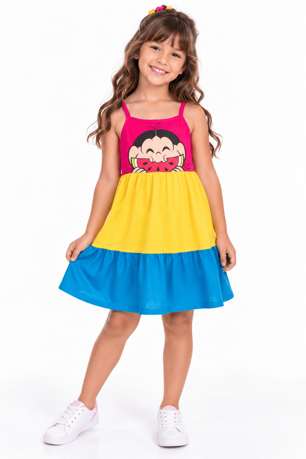 Vestido Feminino Infantil Magali Hum Delicia - Turma da Mônica