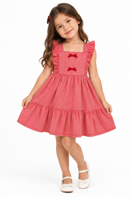 Vestido Feminino Infantil Listras e Laços