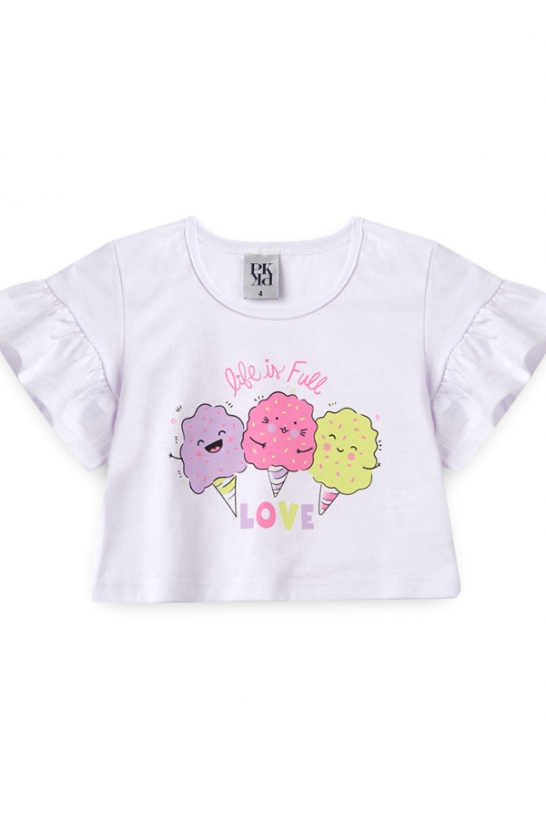 Conjunto Feminino Infantil Life Is Full Of Love Branco