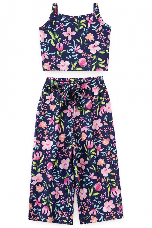 Conjunto Feminino Infantil Pantacourt Floral