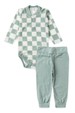 Conjunto Body e Calça Canelado - Xadrez Verde - Ame Kids