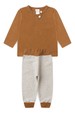 Conjunto Blusa Manga Longa e Calça Listrada - Avelã - Ame Kids