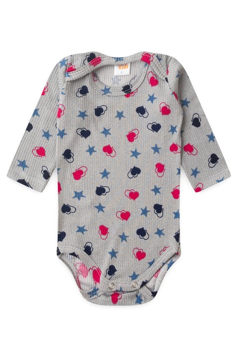 Conjunto Canelado Light Longo - Corações Mescla - Ame Kids