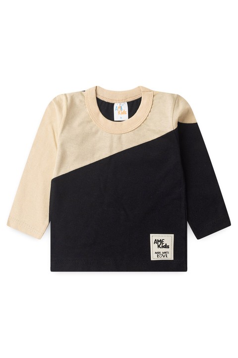 Conjunto Blusa Manga Longa e Calça - Preto e Areia - Ame Kids