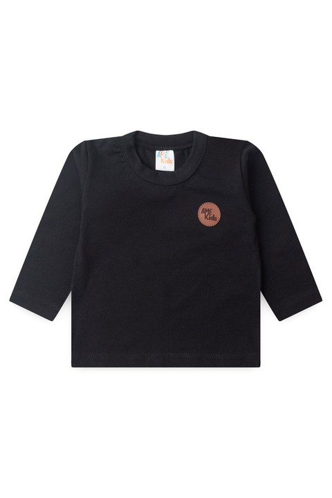 Conjunto Blusa Manga Longa e Calça Ecosustentável - Preto - Ame Kids