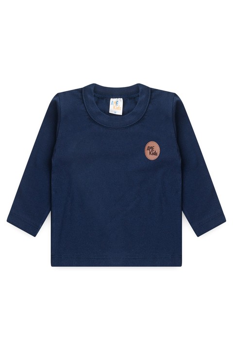 Conjunto Blusa Manga Longa e Calça Ecosustentável - Azul Marinho - Ame Kids
