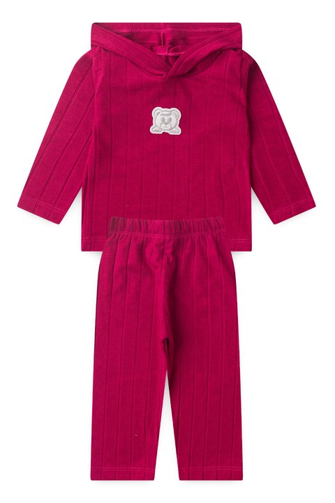 Conjunto Blusa Manga Longa Ursinho e Calça - Bordô - Ame Kids