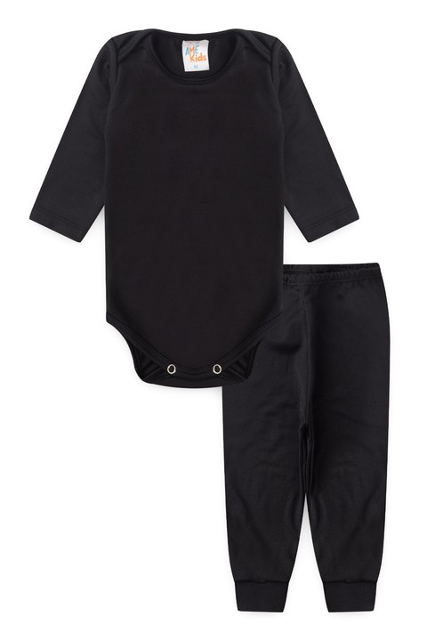 Conjunto Body e Calça Térmica - Preto  - Ame Kids