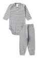Conjunto Body Canelado Botões Menino - Mescla - Ame Kids