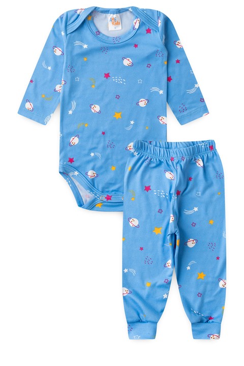Conjunto Suede Longo Estampado - Planetas - Ame Kids