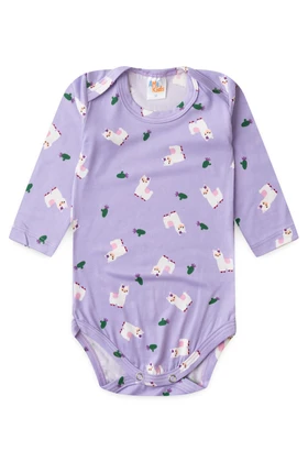 Conjunto Suede Longo Estampado - Lhama Lilás  - Ame Kids