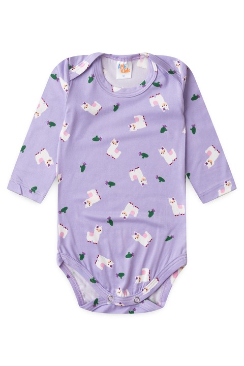 Conjunto Suede Longo Estampado - Lhama Lilás  - Ame Kids